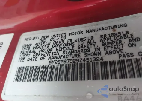 2009 Pontiac Vibe из США, поврежденный, VIN 5Y2SP67029Z451324